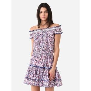 Poupette St Barth Alba Mini Dress Women's Size Large Blueberry Floral Dress